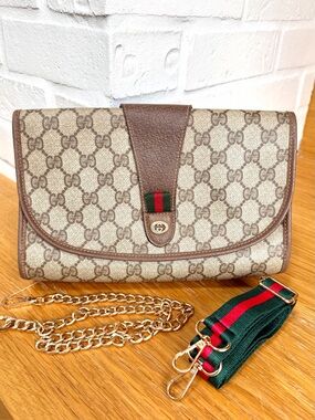 Gucci Authentic Vintage Monogram Sherry Line Clutch Bag